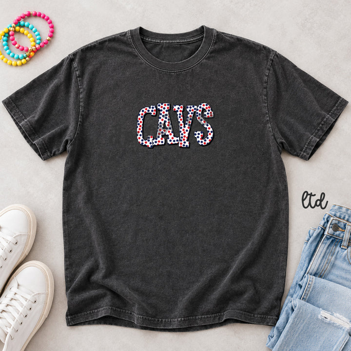 Cavs Navy Blue Red Polka Dot Mascots DTF transfer mockup