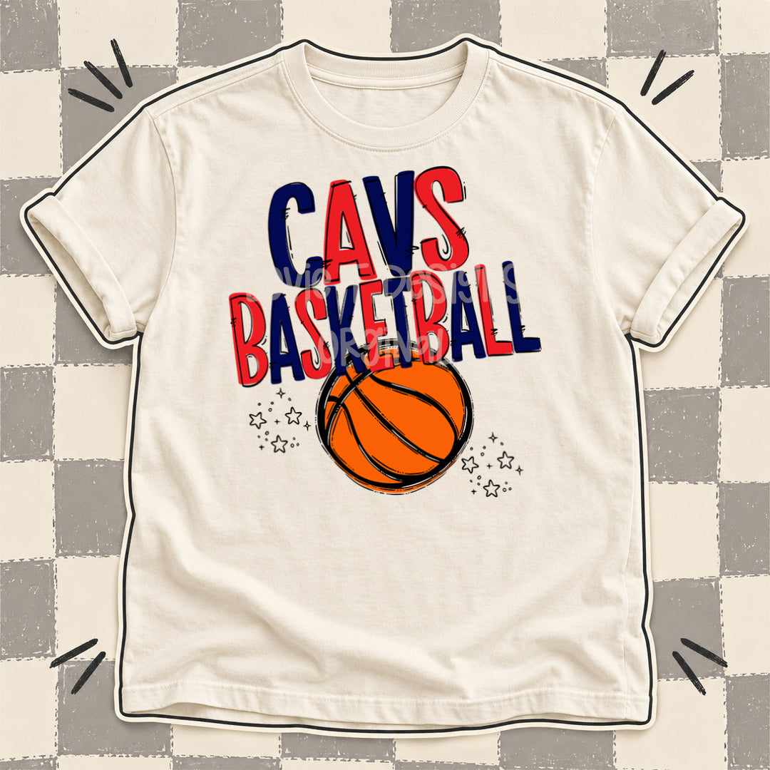 Cavs Navy Red Team Go Basketball Mascots DTF transfer