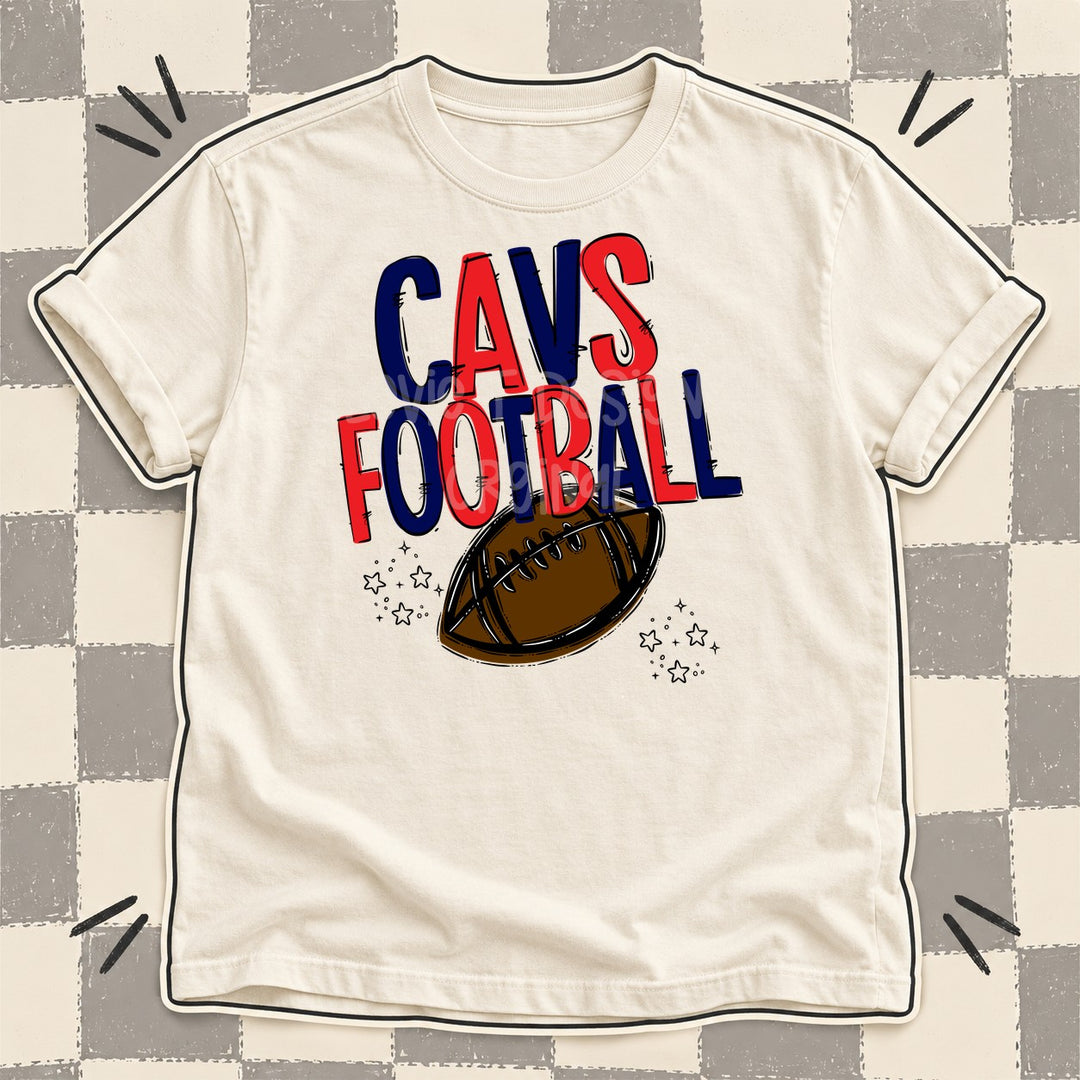Cavs Navy Red Team Go Football Mascots DTF transfer mockup
