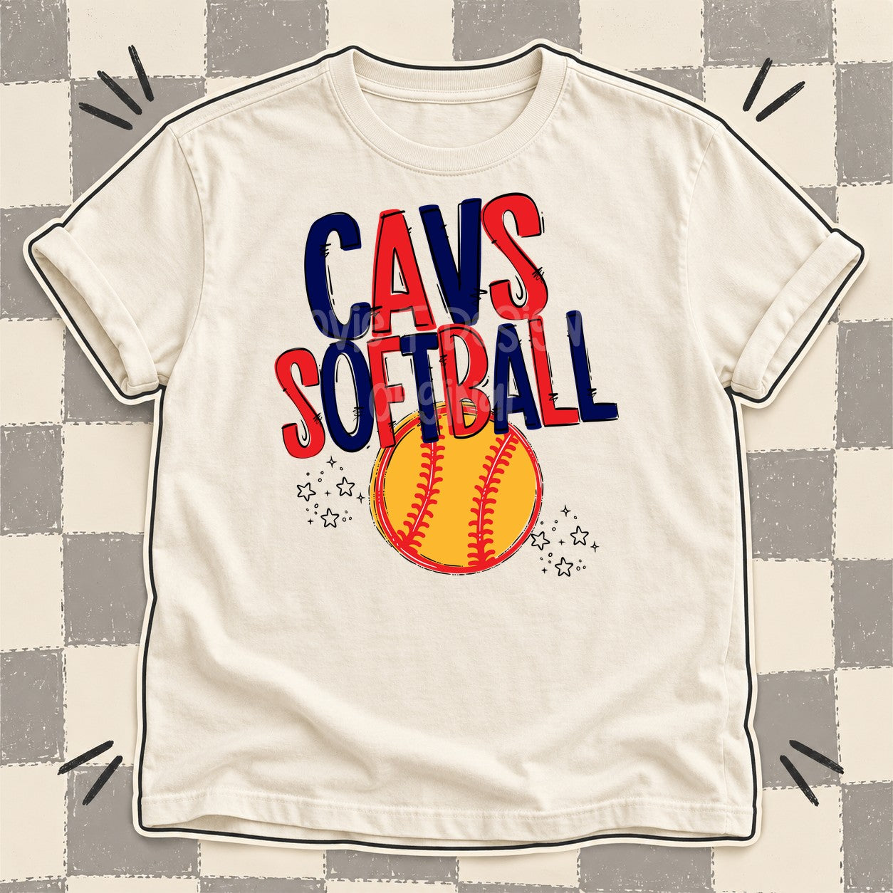 Team Go Softball Mascots Cavs Navy Red design