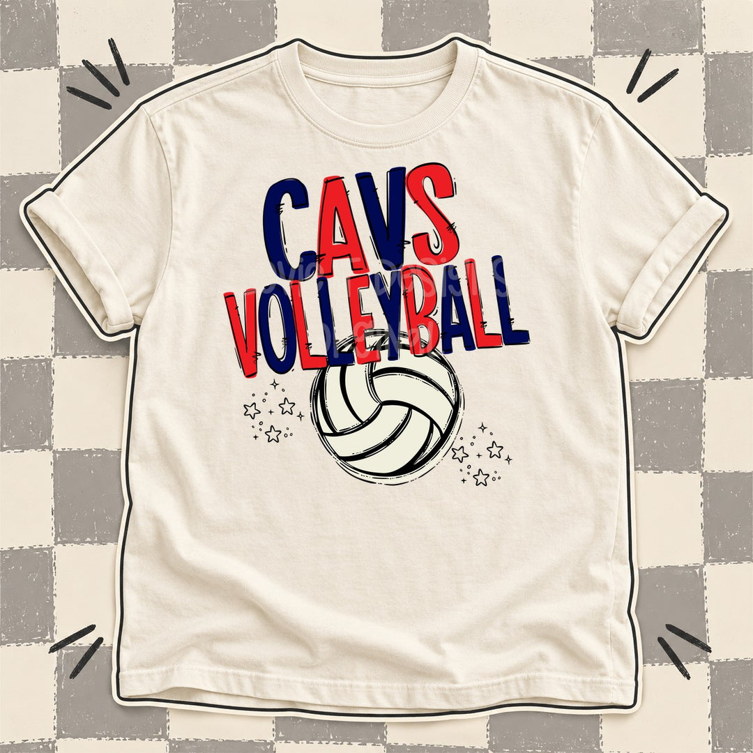 Cavs Navy Red Team Go Volleyball Mascots DTF transfer mockup