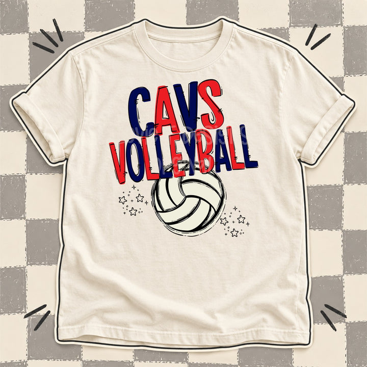 Cavs Navy Red Team Go Volleyball Mascots DTF transfer mockup