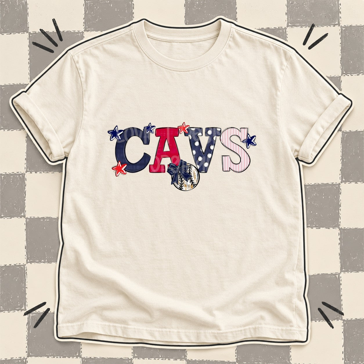 Mixed Doodle Baseball Mascots – Mascot Colors Cavs Navy Red White design