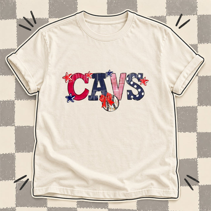 Cavs Red Navy Mixed Doodle Baseball Mascots – Mascot Colors DTF transfer mockup