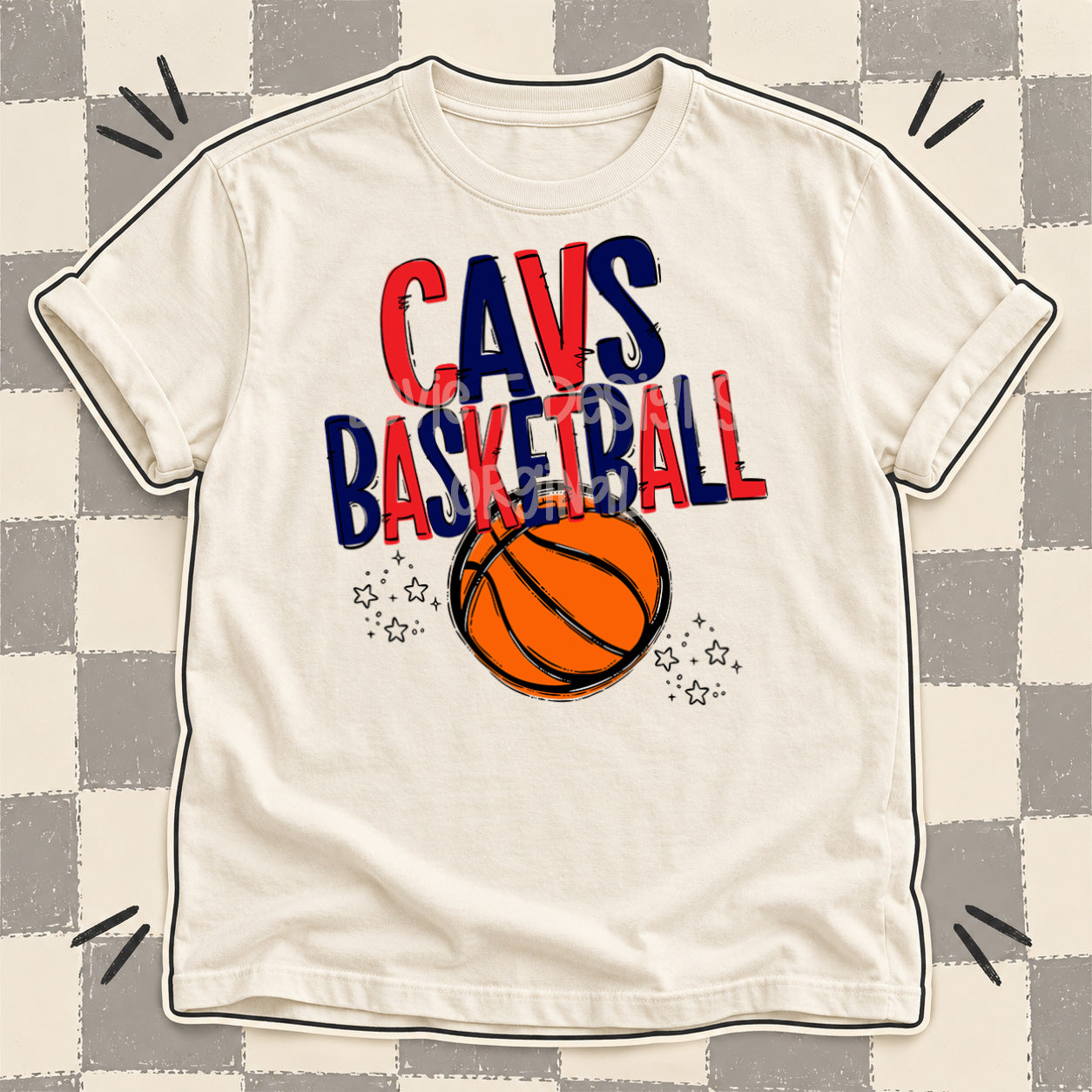 Team Go Basketball Mascots Cavs Red Navy design
