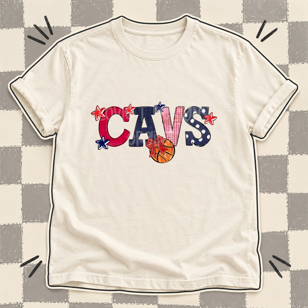 Mixed Doodle Basketball Mascots – Mascot Colors Cavs Red Navy design