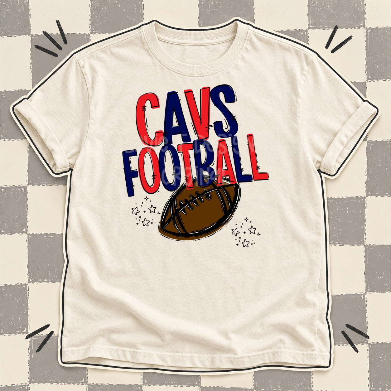 Team Go Football Mascots Cavs Red Navy design