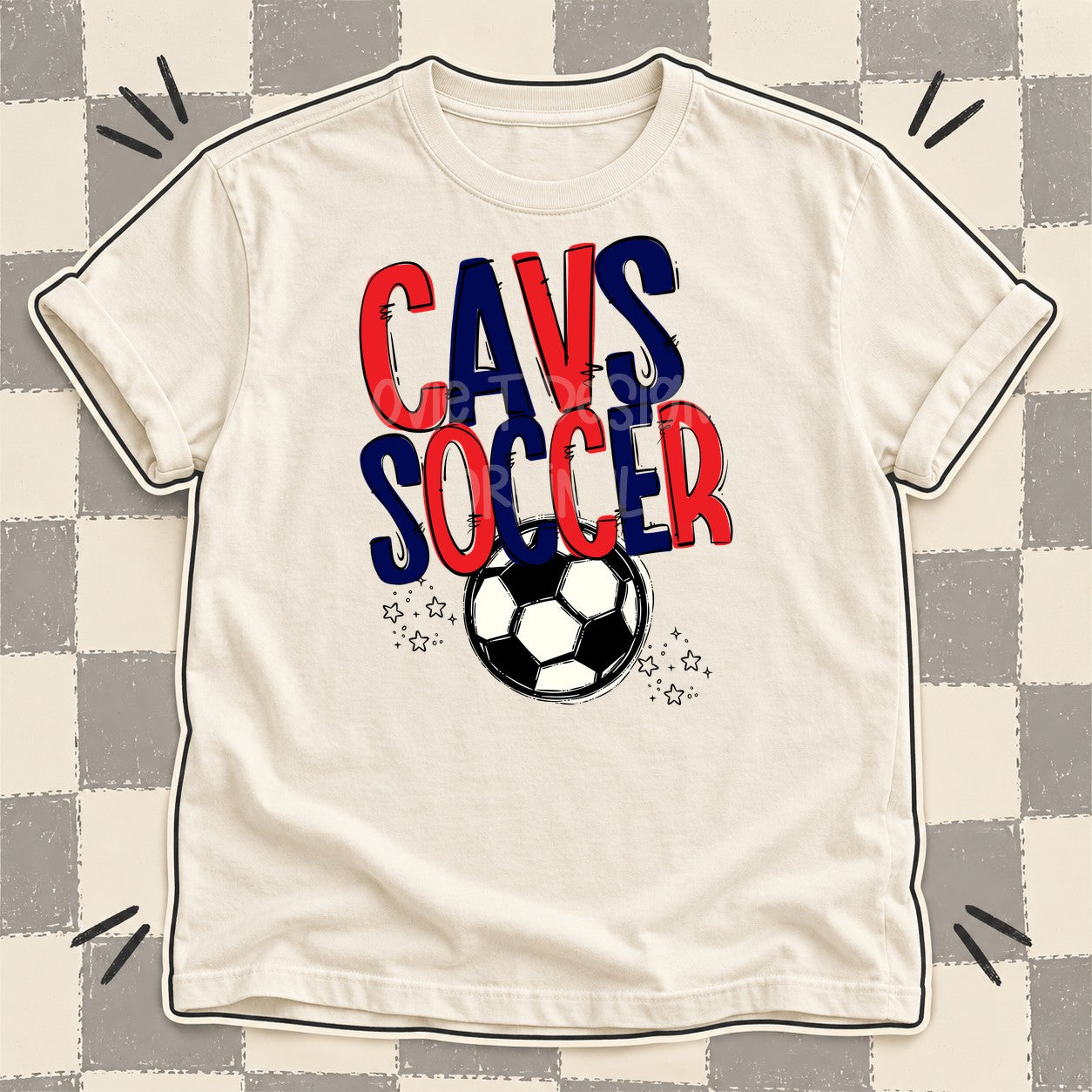 Team Go Soccer Mascots Cavs Red Navy design
