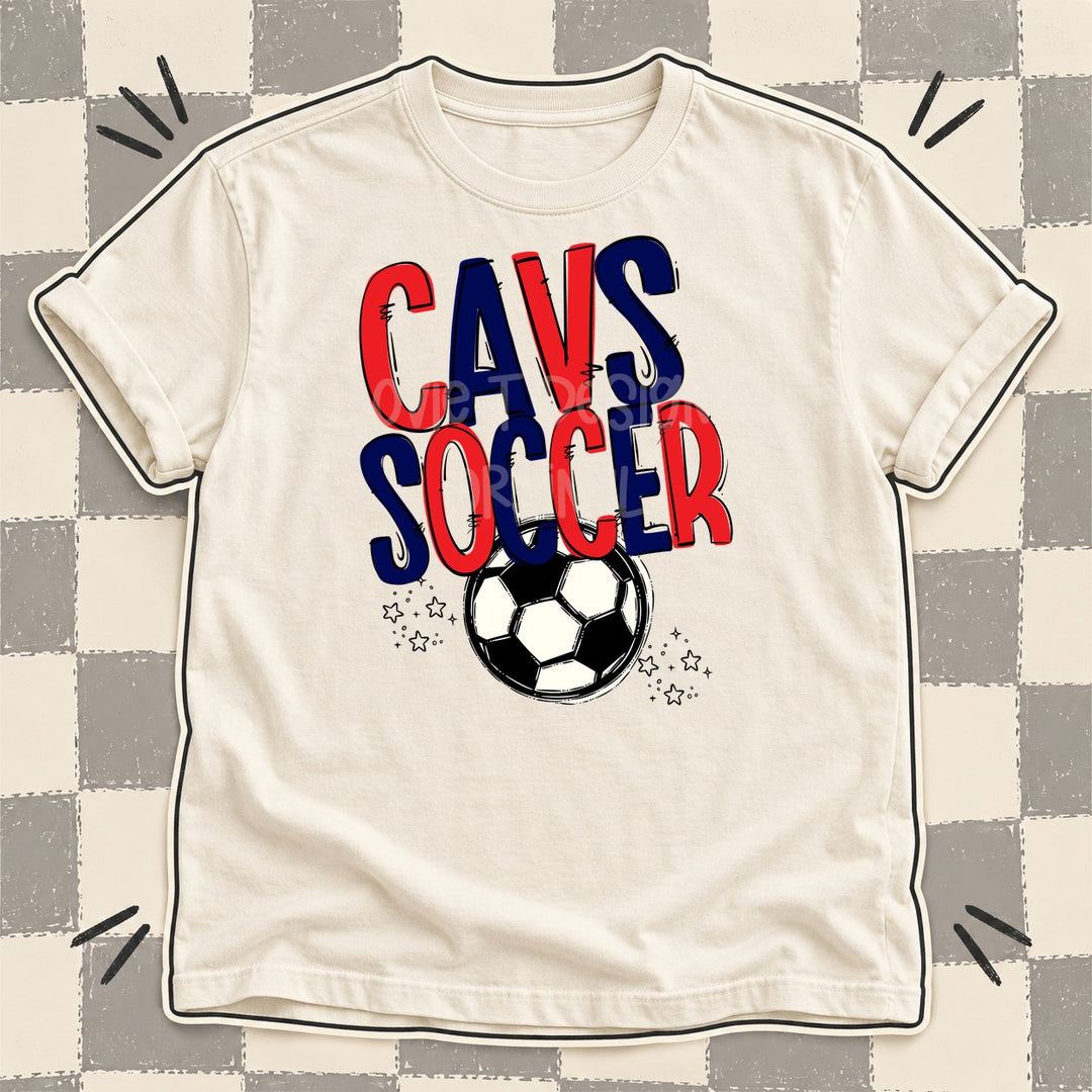 Cavs Red Navy Team Go Soccer Mascots DTF transfer mockup