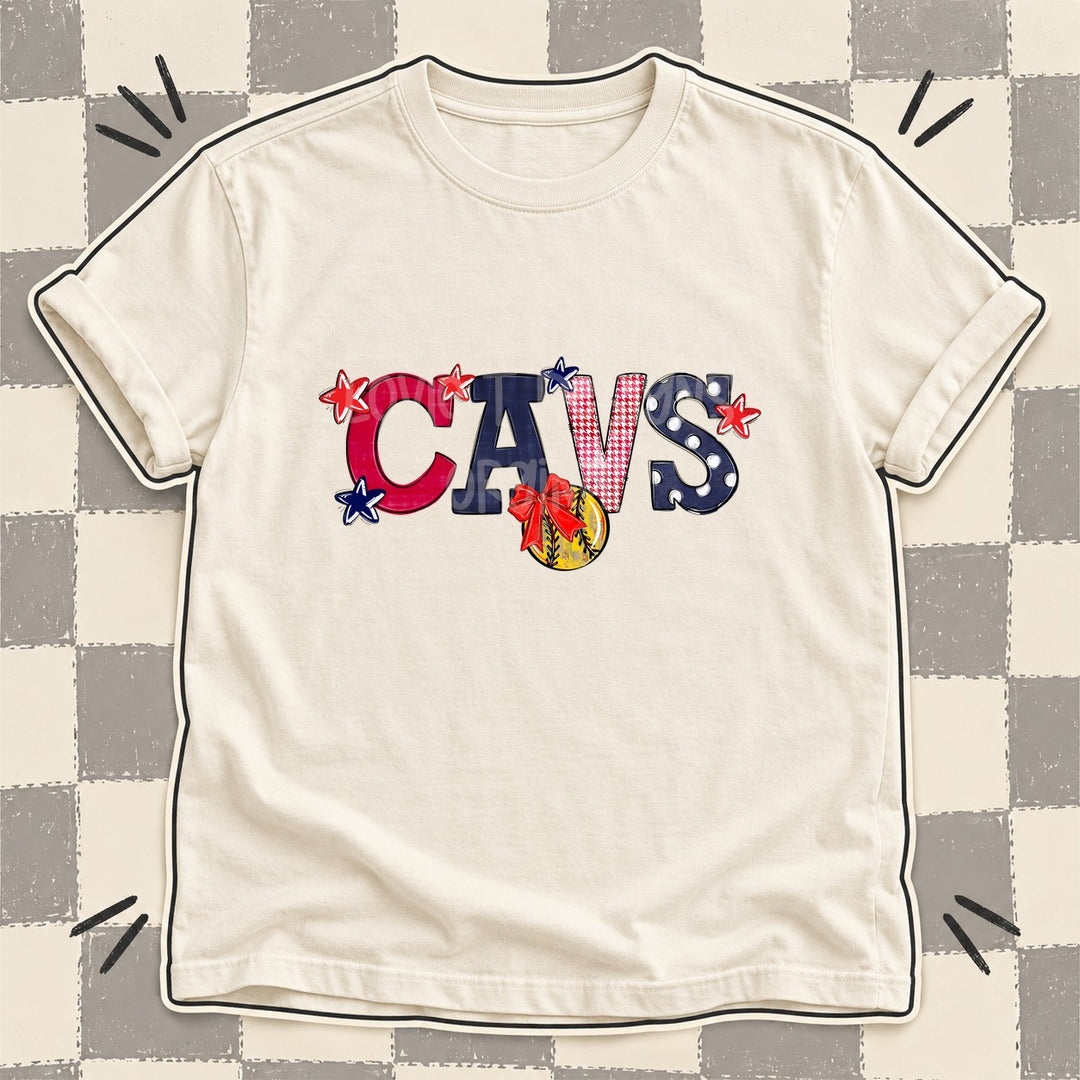 Cavs Red Navy Mixed Doodle Softball Mascots – Mascot Colors DTF transfer mockup