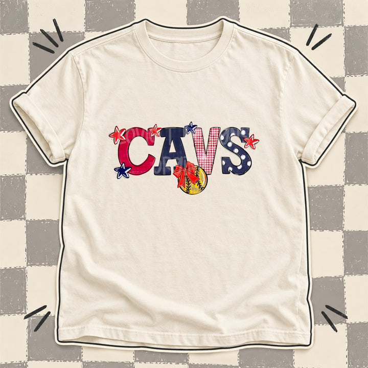 Cavs Red Navy Mixed Doodle Softball Mascots – Mascot Colors DTF transfer mockup