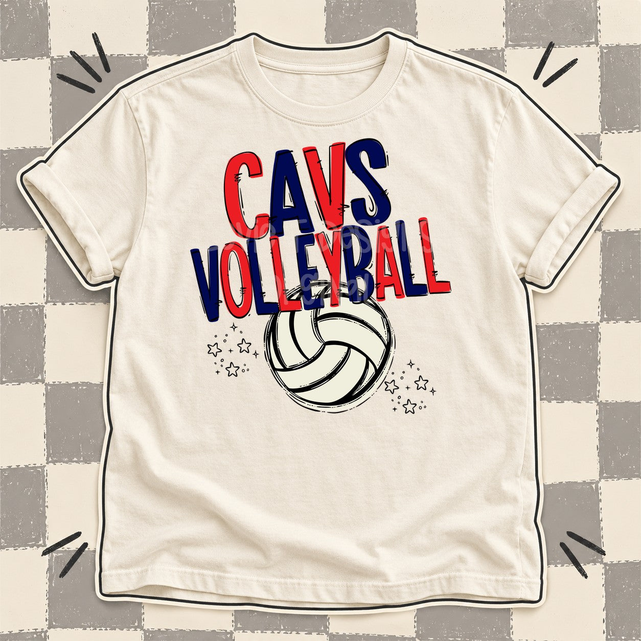 Team Go Volleyball Mascots Cavs Red Navy design