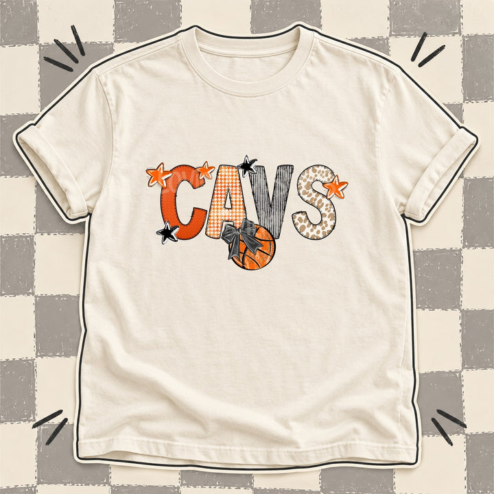 Cavs Mixed Doodle Basketball Mascots – Hoops Houndstooth DTF transfer mockup