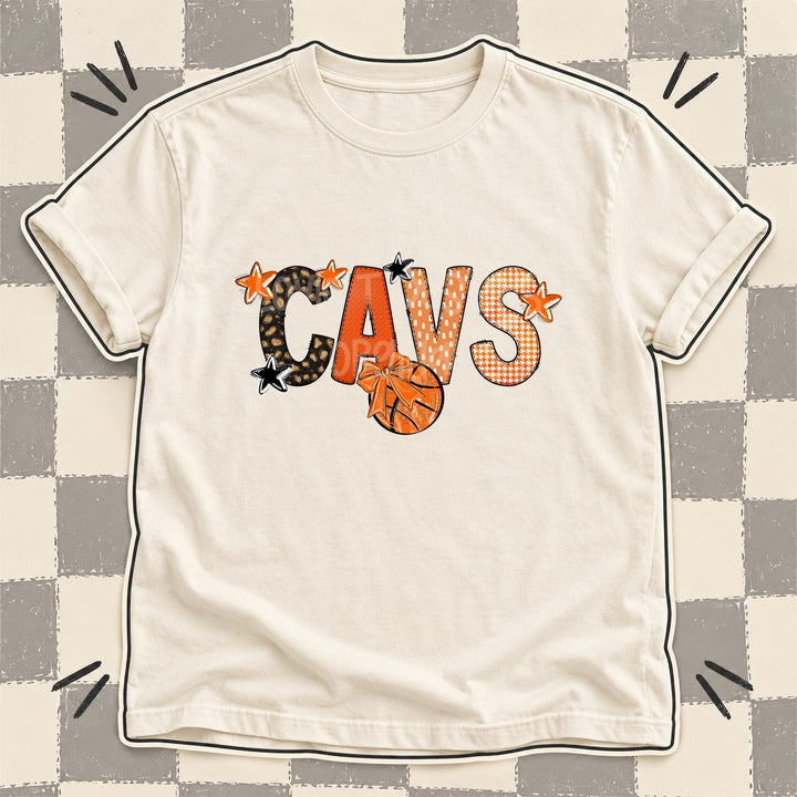 Cavs Mixed Doodle Basketball Mascots – Leopard Court DTF transfer mockup