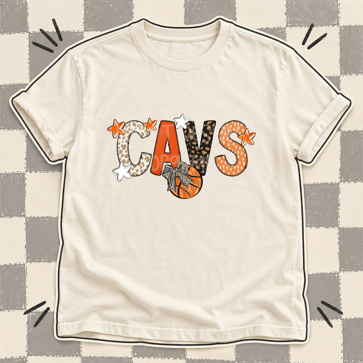 Mixed Doodle Basketball Mascots – Orange and Brown Cavs design