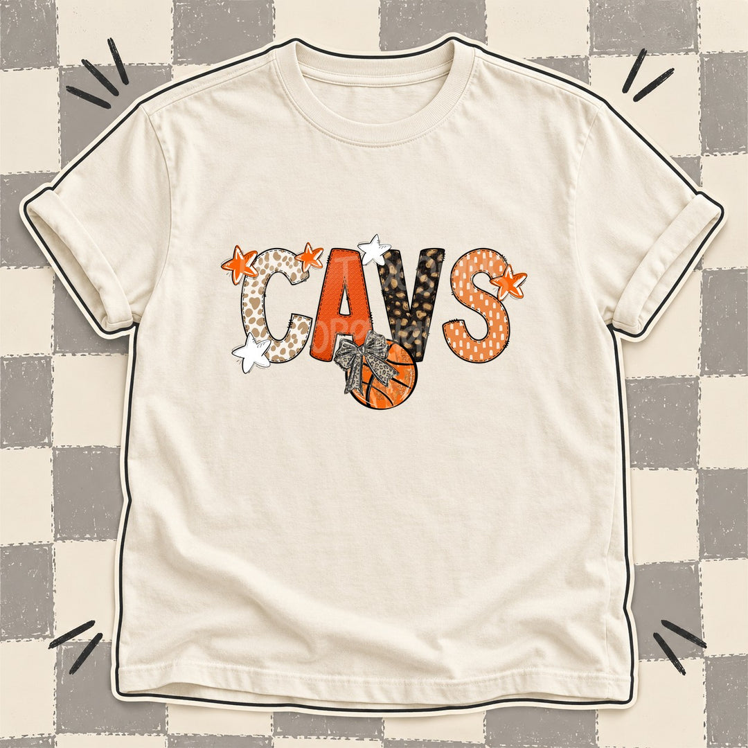 Cavs Mixed Doodle Basketball Mascots – Orange and Brown DTF transfer mockup