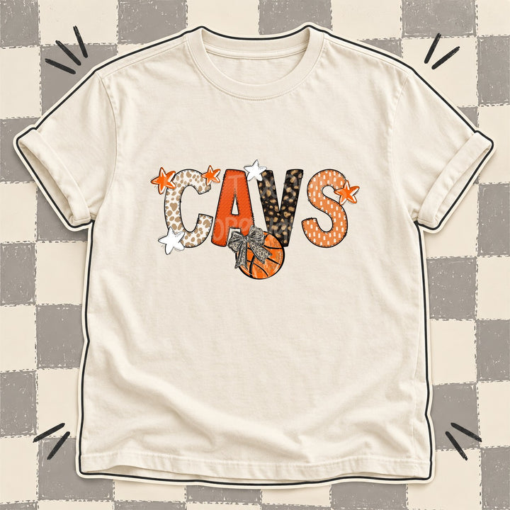 Cavs Mixed Doodle Basketball Mascots – Orange and Brown DTF transfer mockup