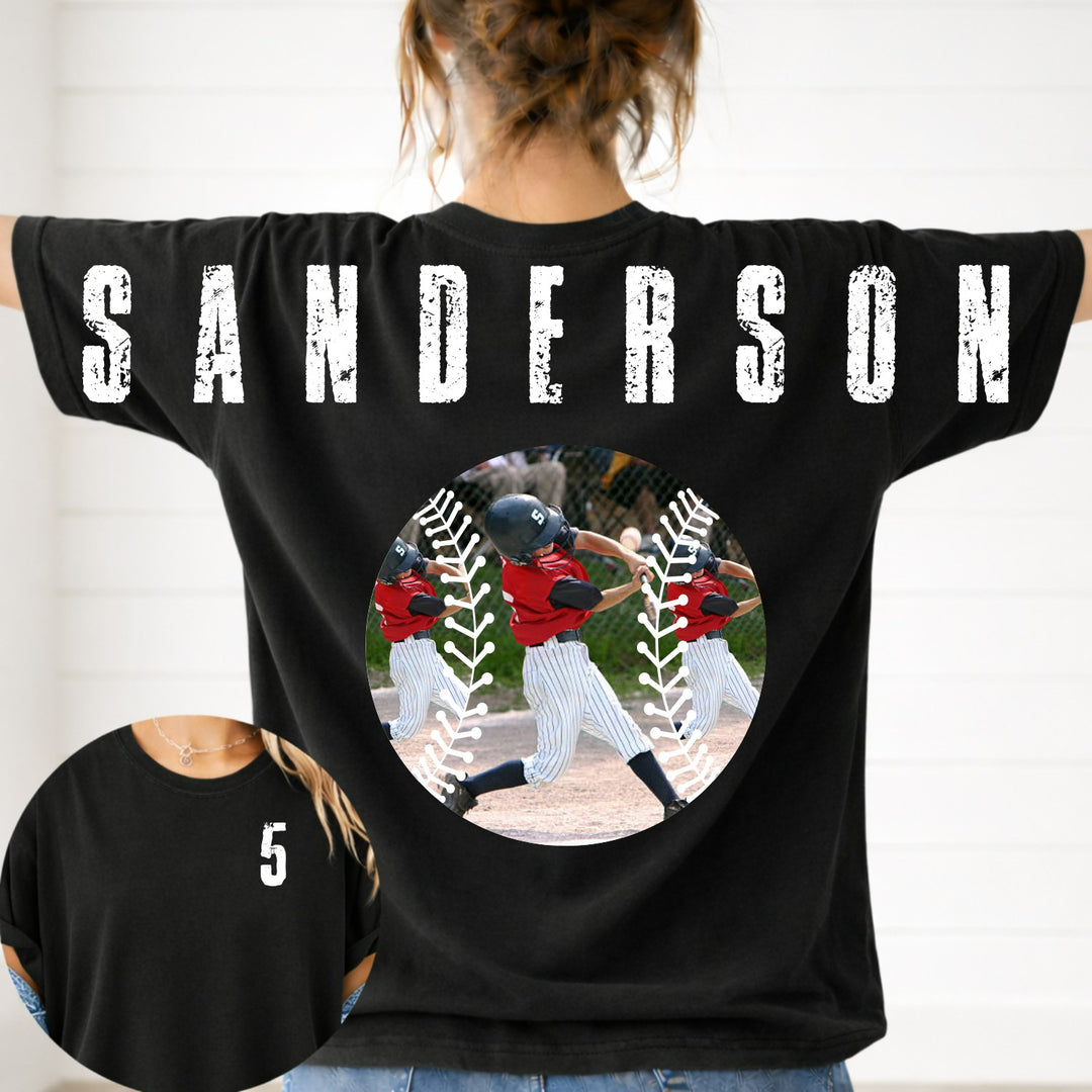 Photo Baseball Across the Back customizable DTF transfer