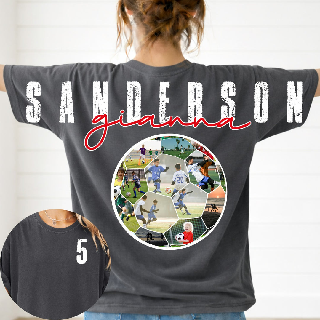 Soccer Photo Frame Across the Back customizable DTF transfer