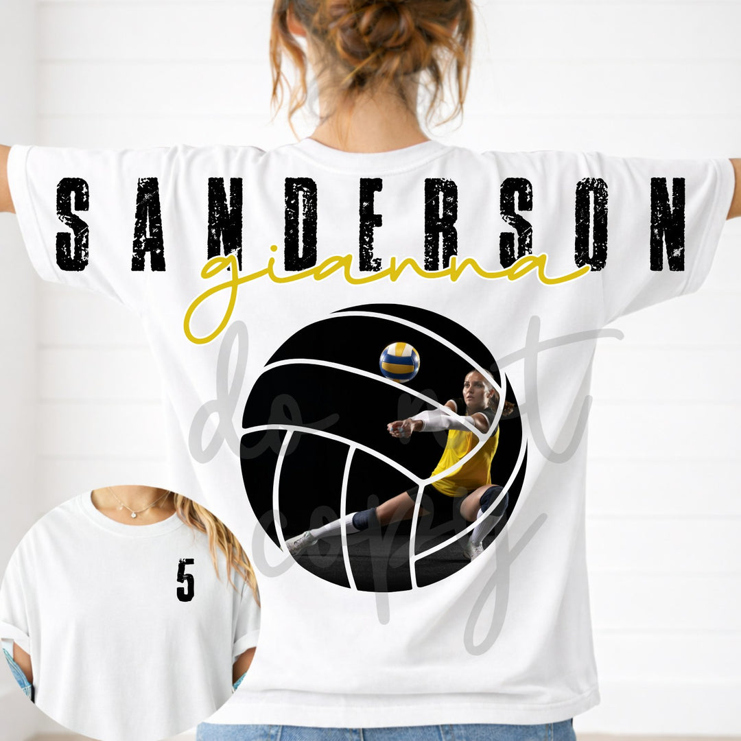 Volleyball Photo Across the Back customizable DTF transfer