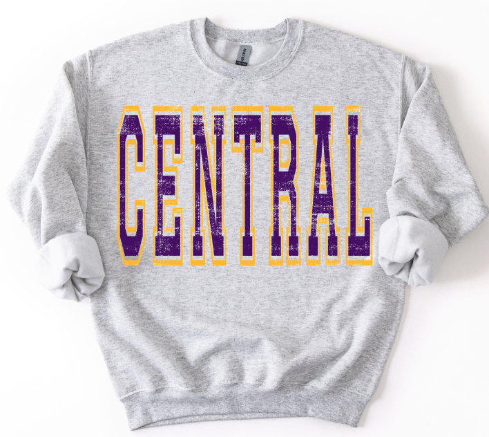 Central Deep Purple and Yellow Oversized Varsity DTF transfer design – image 1