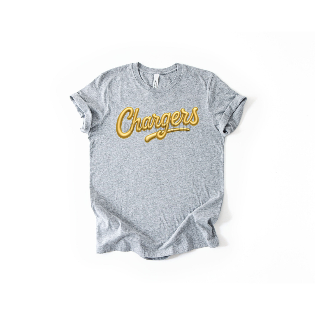 Chargers Faux Puff Gold – DTF Transfer – product image