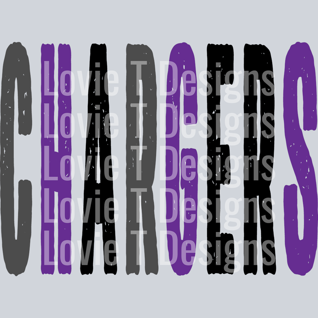 Chargers Gray Purple and Black Grunge Mascot – DTF Transfer