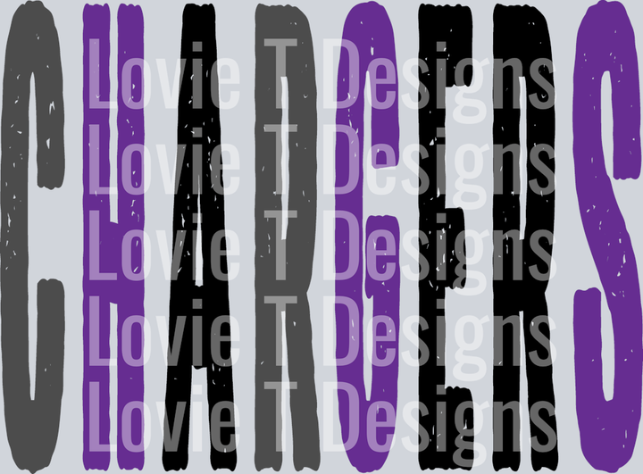 CHARGERS GRAY PURPLE AND BLACK GRUNGE MASCOT