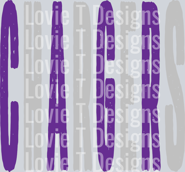 CHARGERS GRUNGE MASCOT PURPLE AND SILVER