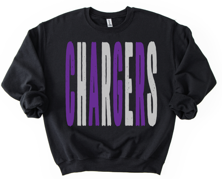 CHARGERS GRUNGE MASCOT PURPLE AND SILVER