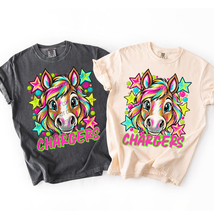 Chargers Neon Starstruck mascot DTF transfer