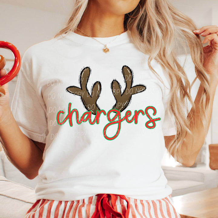 Chargers Reindeer mascot DTF transfer
