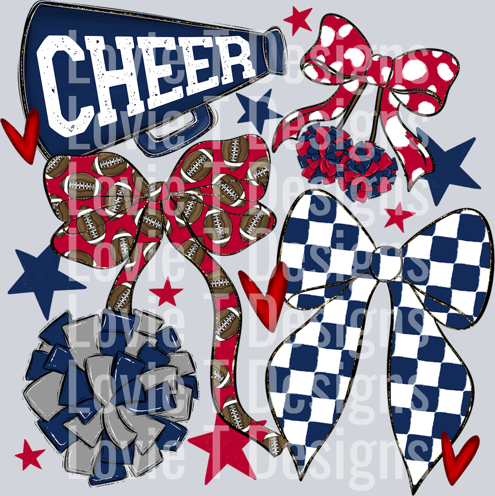 Cheer Football Bows Cardinal NAVY