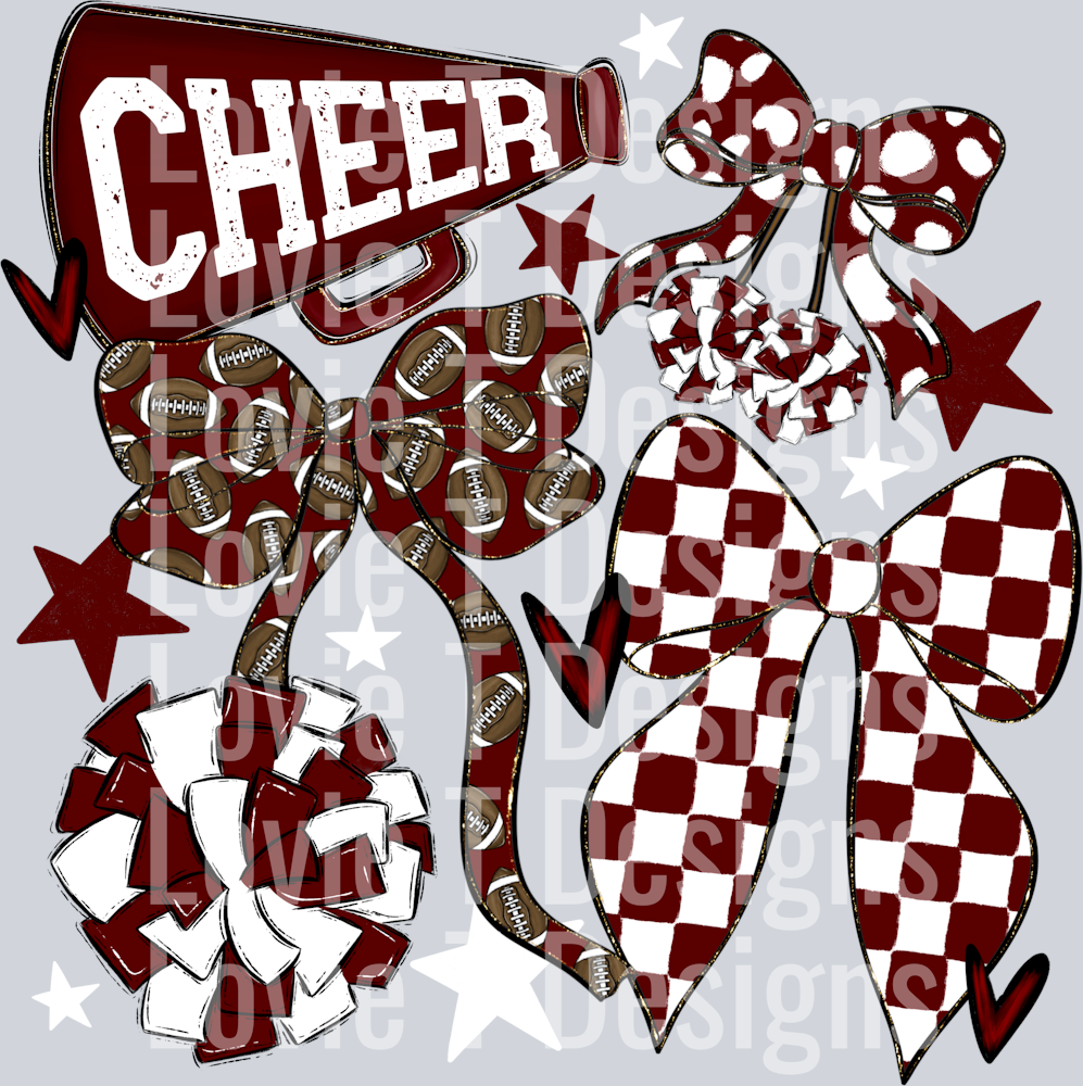Cheer Football Bows Maroon White