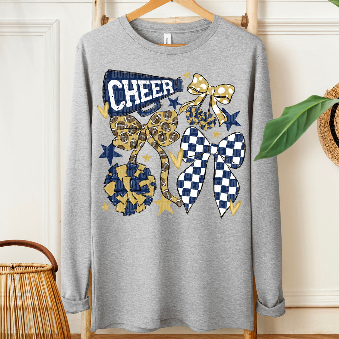 CHEER FOOTBALL BOWS NAVY VEGAS GOLD