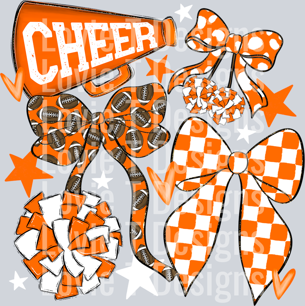 Cheer Football Bows Orange White