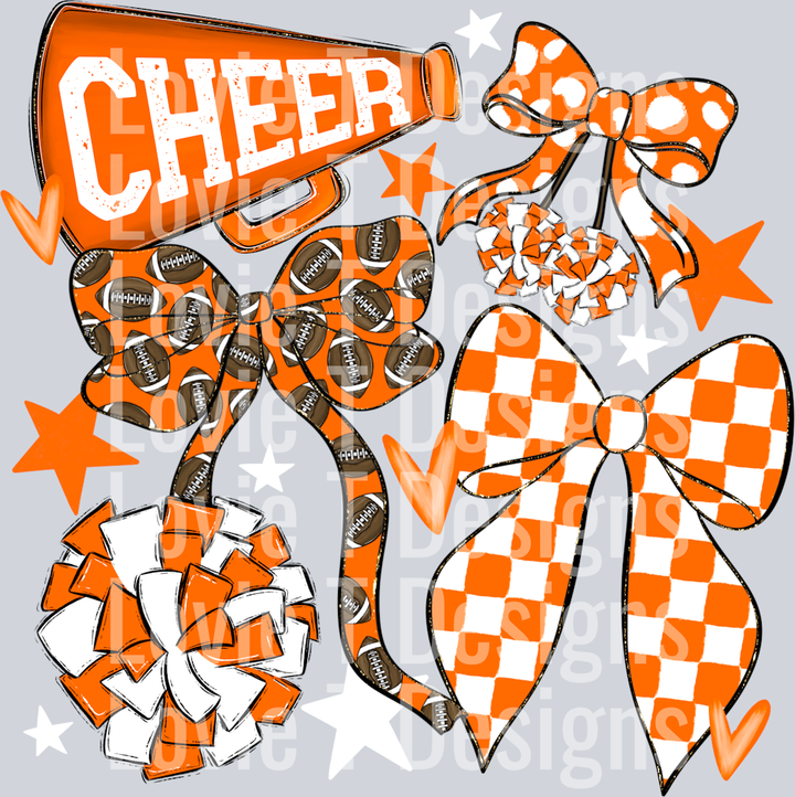 Cheer Football Bows Orange White