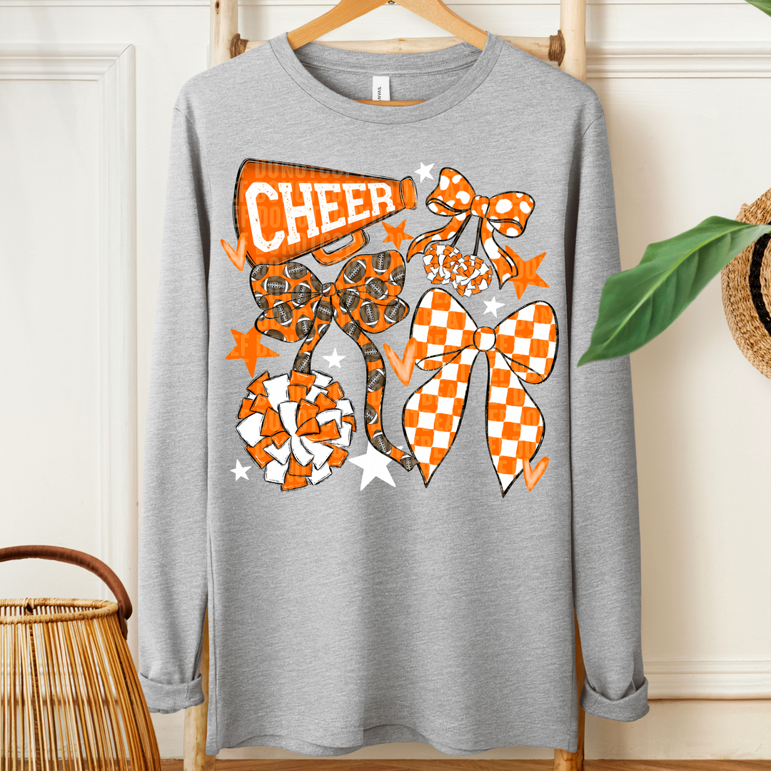 CHEER FOOTBALL BOWS ORANGE WHITE