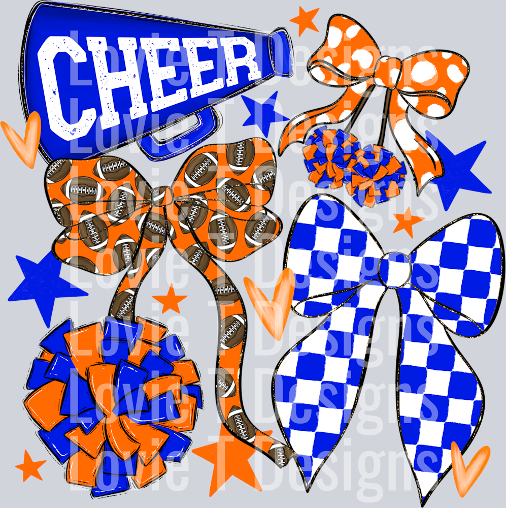 Cheer Football Bows ROYAL Orange