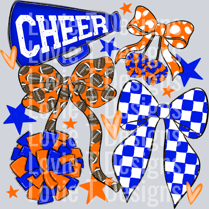 Cheer Football Bows ROYAL Orange