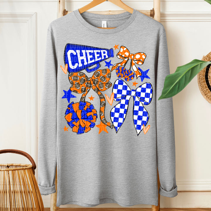 CHEER FOOTBALL BOWS ROYAL ORANGE