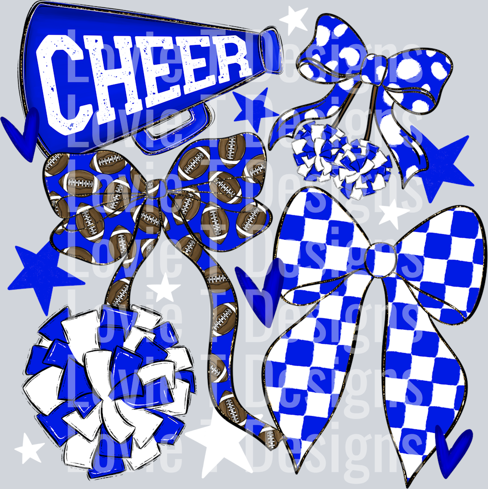 Cheer Football Bows ROYAL White
