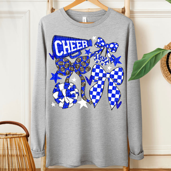 CHEER FOOTBALL BOWS ROYAL WHITE