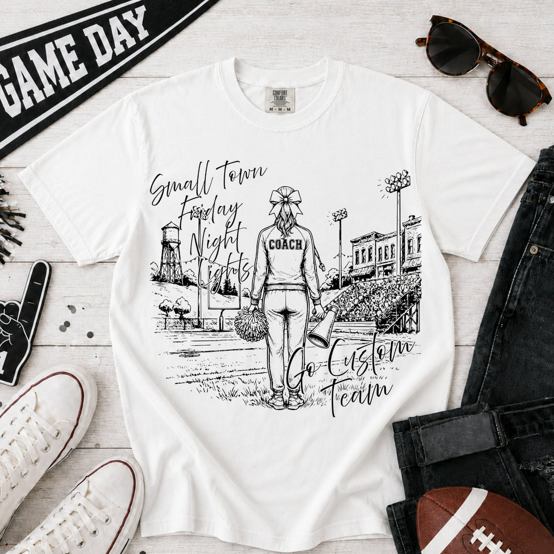 Cheer Coach Small Town Friday Night Lights customizable DTF transfer mockup