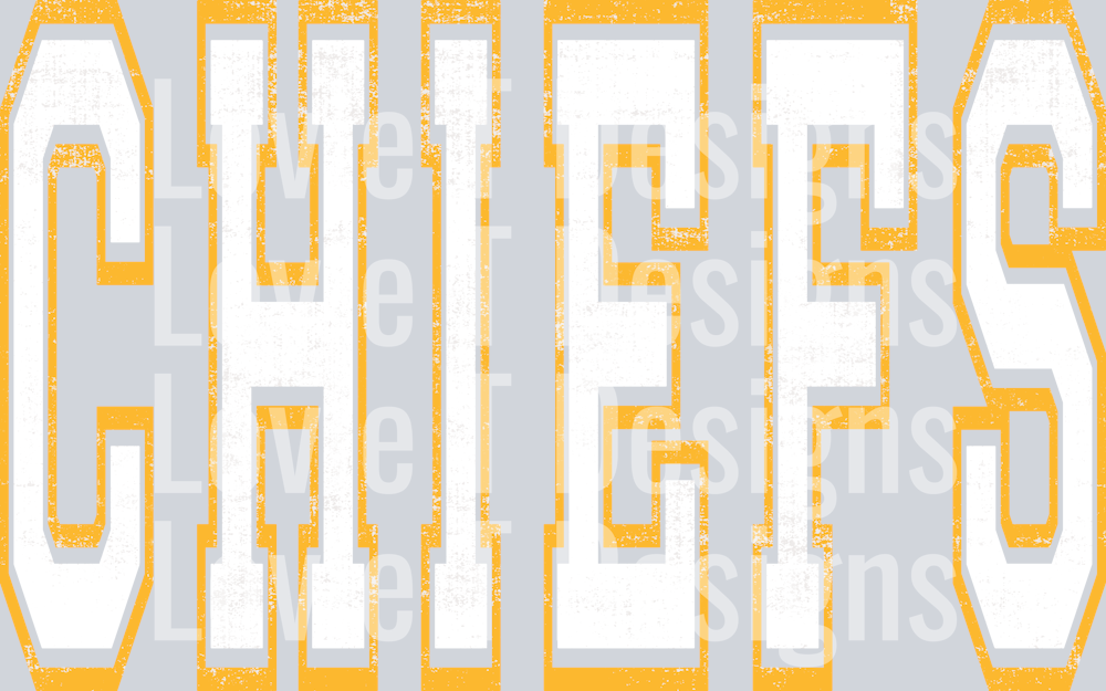 CHIEFS YELLOW AND WHITE VARSITY OVERSIZED MASCOT