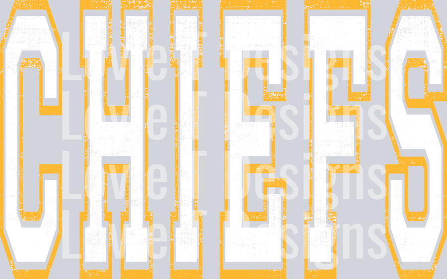 CHIEFS YELLOW AND WHITE VARSITY OVERSIZED MASCOT