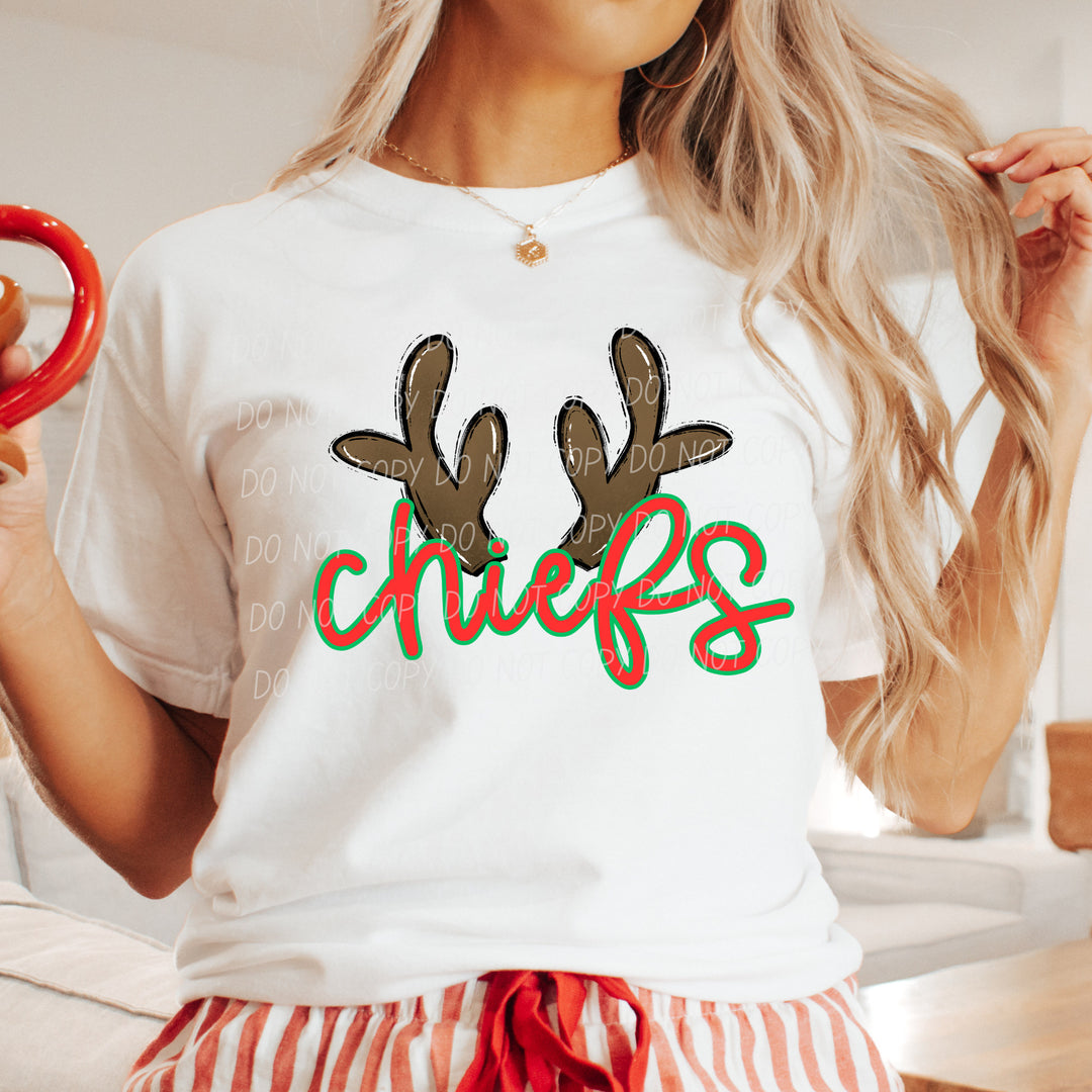 Chiefs Reindeer mascot DTF transfer