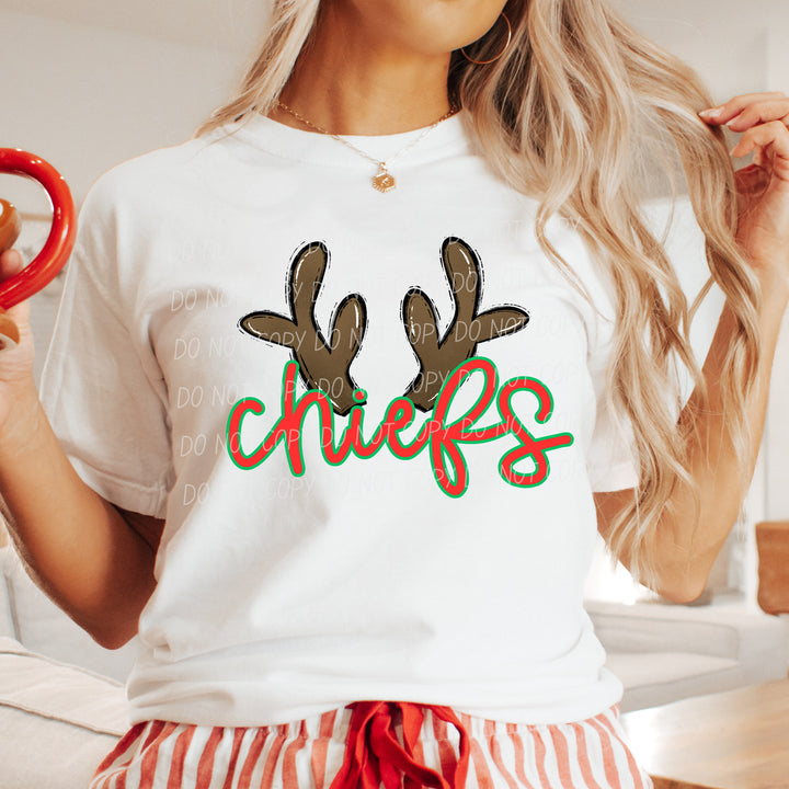 Chiefs Reindeer mascot DTF transfer
