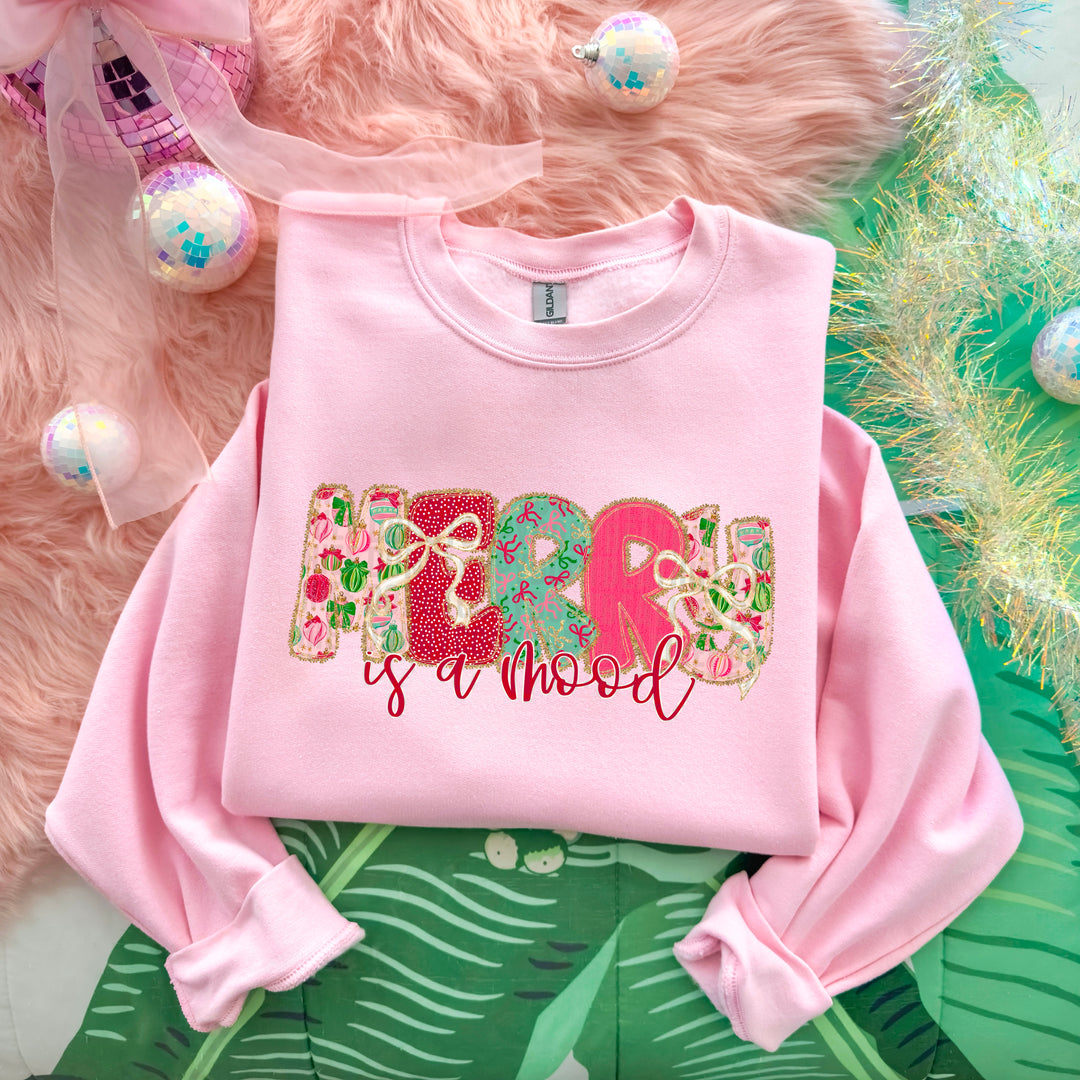 CHRISTMAS BOW LACE MERRY IS A MOOD