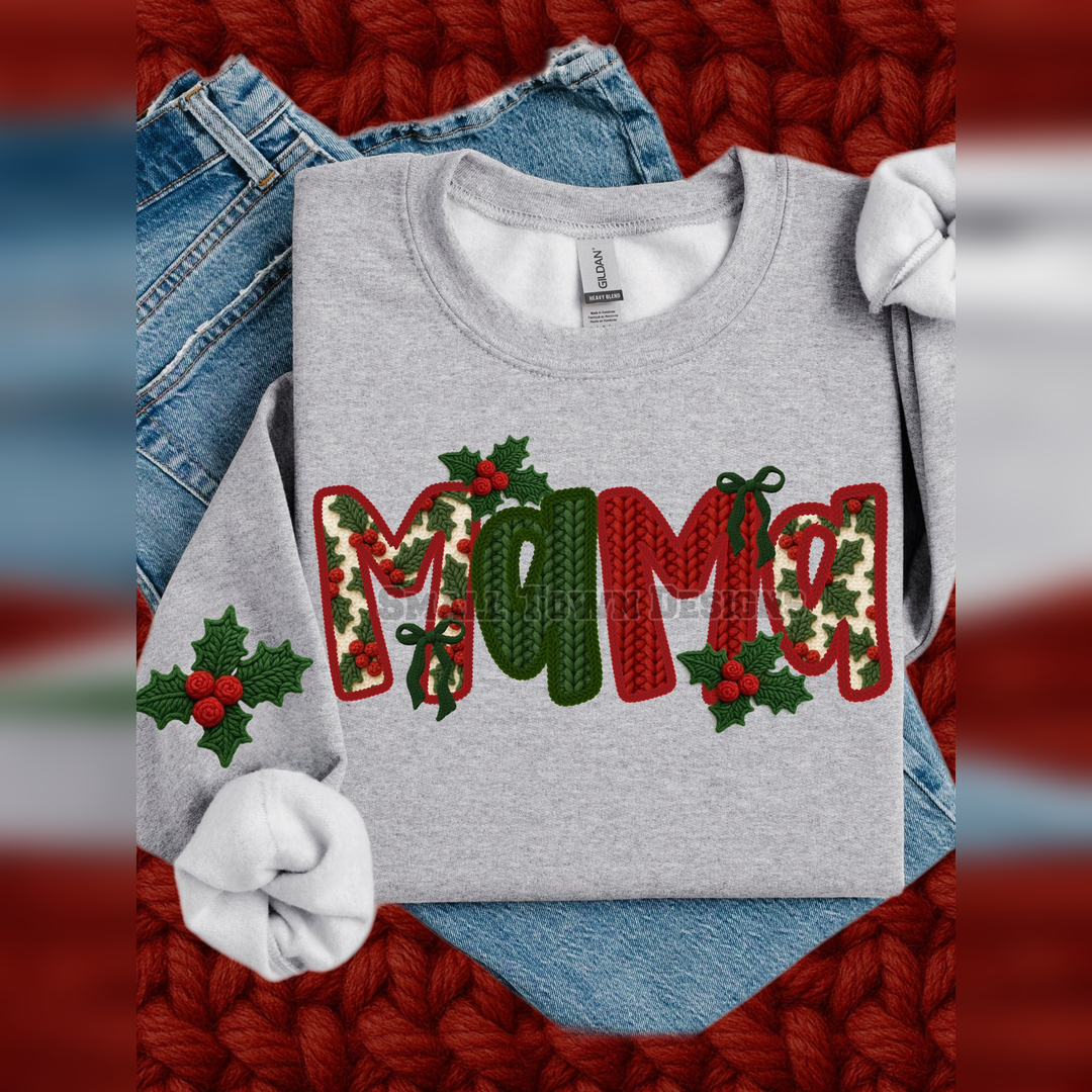 Christmas Faux Crochet Mama – DTF Transfer – product image